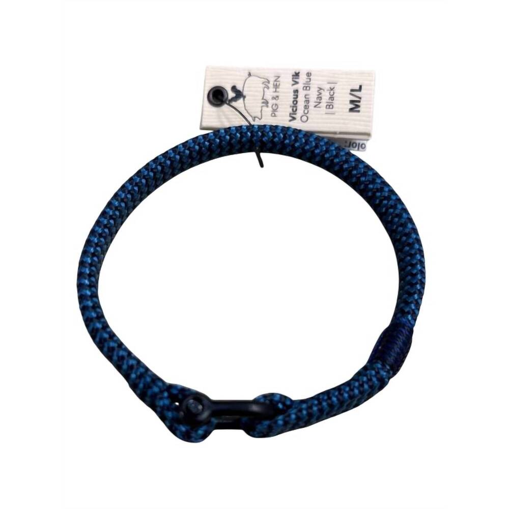 NEW PIG & HEN men's vicious vik rope bracelet in blue navy black